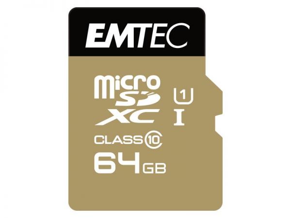 Micro SDXC Card, 64GB EMTEC Gold+ CL10 UHS-I
